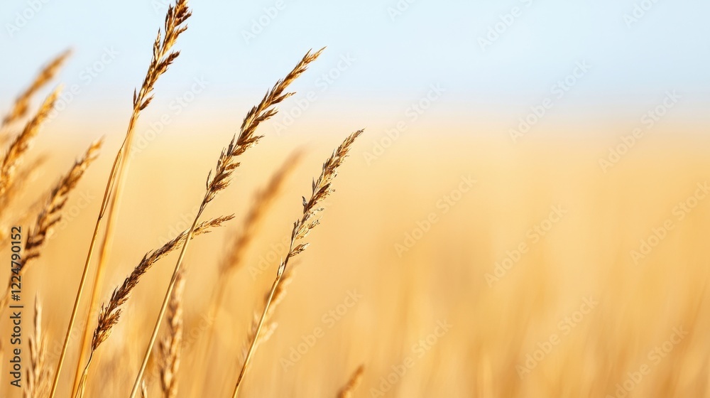 Fototapeta premium Golden Wheat Field at Sunset A Serene Summer Landscape