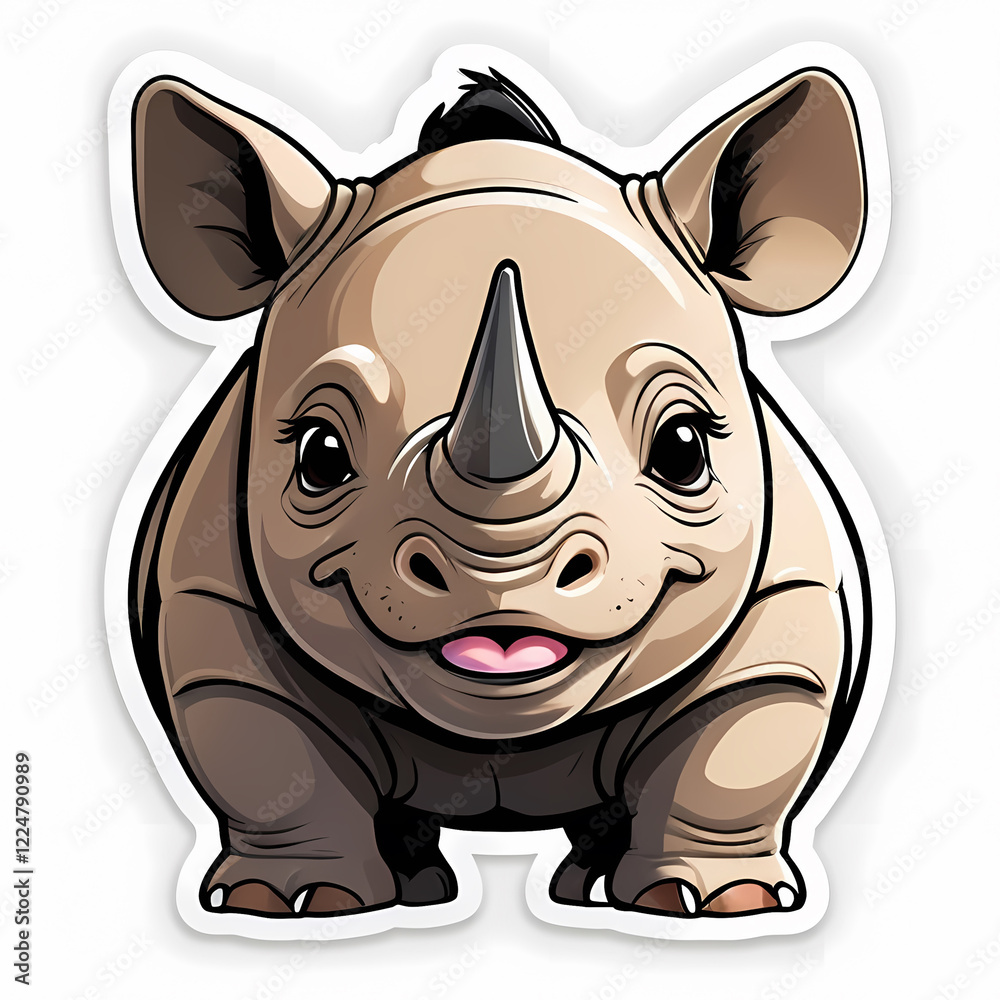 Fototapeta premium Playful Baby Rhino Illustration
