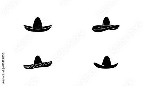 Sombrero Hat Silhouette set in black and white