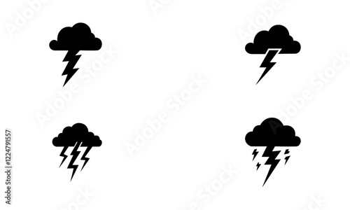 Thunder Flash Cloud Silhouette Set In Black And White