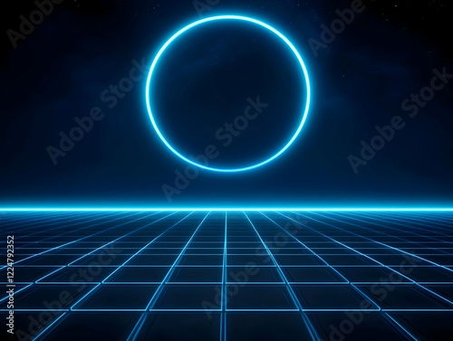 Futuristic Blue Neon Circle...