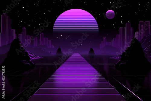 Retro Futuristic Purple Cit...