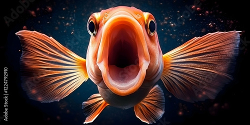 Orange Fish Opens Mouth Wid...