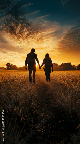 Couple Holding Hands Walkin...