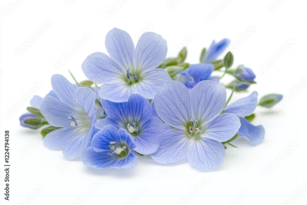 Blue flax flowers bouquet, studio shot, white background, floral design Blue flax flowers bouquet, studio shot, white background, floral design