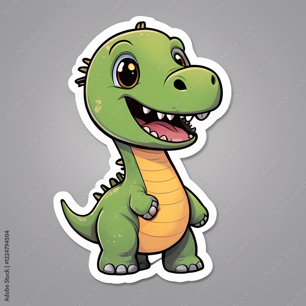 Fototapeta premium Happy Brown Dinosaur Illustration
