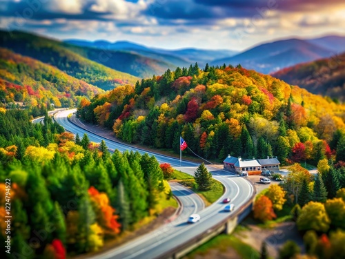 Miniature USA-Canada Border Crossing, Wooded Mountain, Woburn, Quebec photo