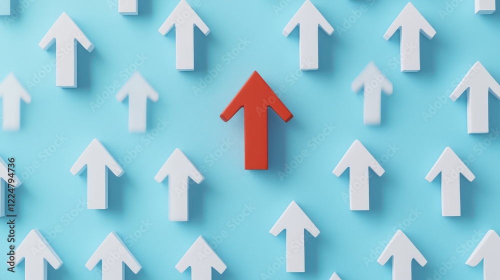 Blue background with a prominent red arrow pointing upward, symbolizing growth. Blue background with a prominent red arrow pointing upward, symbolizing growth.