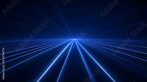 Abstract Blue Light Rays Converge Dynamically on a Dark Background