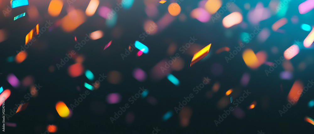 Naklejka premium Colorful confetti overlay texture with smooth transitions against black background