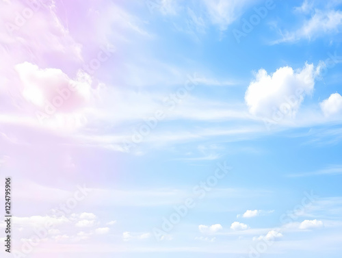 Soft Pastel Sky with Fluffy...
