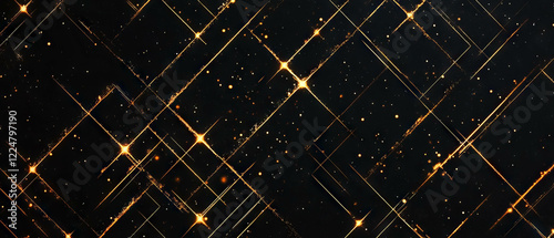 Confetti overlay texture with golden geometric patterns against a black backdrop