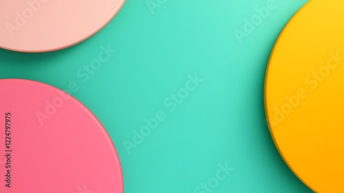 Wallpaper Mural Abstract colorful circles on a bright teal background, perfect for modern design and creative projects Torontodigital.ca