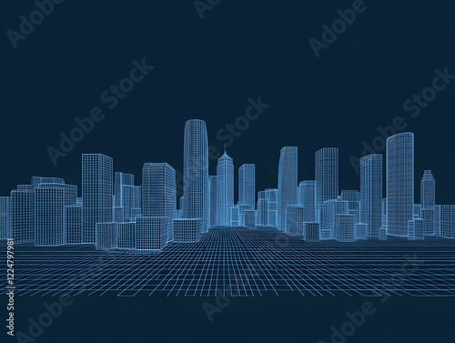 Abstract Wireframe Cityscap...