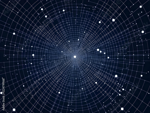 Abstract Grid with Glowing ...