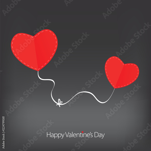 Valentines day love card with heart sign.