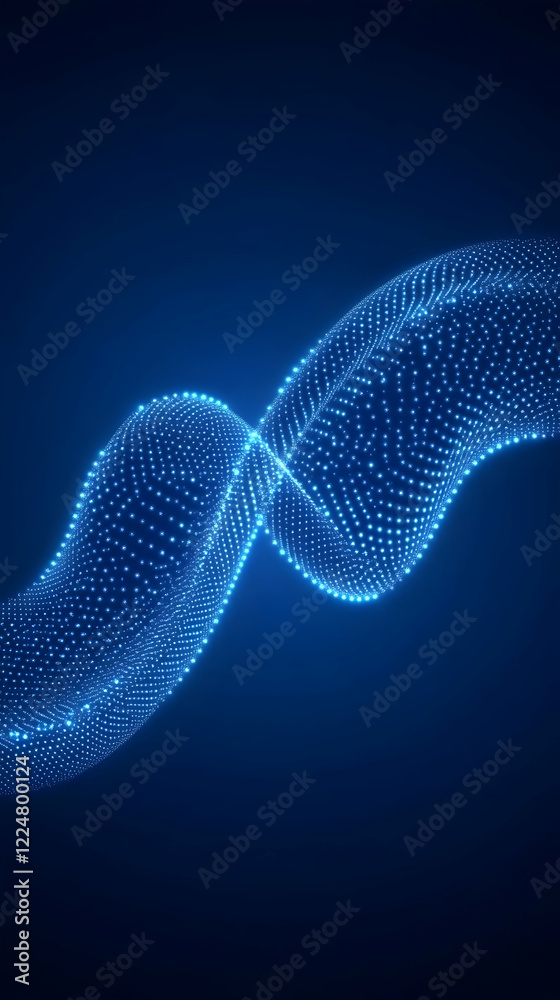 Abstract Blue Particle Wave Flowing Smoothly on Dark Background Abstract Blue Particle Wave Flowing Smoothly on Dark Background
