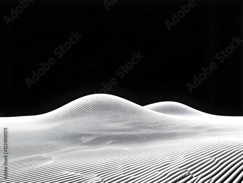 Abstract 3D White Wavy Land...