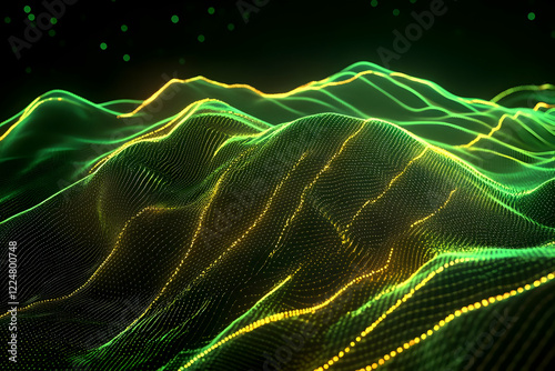 Abstract 3D Green and Gold ...