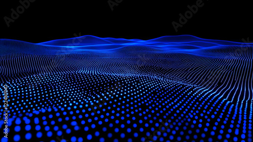 Abstract Blue Particle Wave...