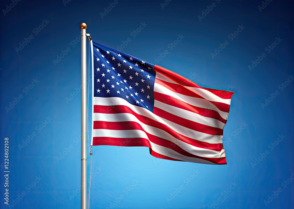 Obraz premium High-resolution American flag image, blue background, perfect patriotic clipart.