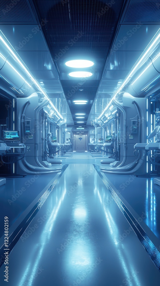 Obraz premium Futuristic hospital enabled by ai for rapid diagnostics