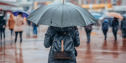 Person Walks with Umbrella ...