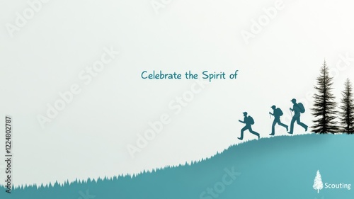 A gift card showcasing a scenic mountain trail with Boy Scouts hiking in the distance