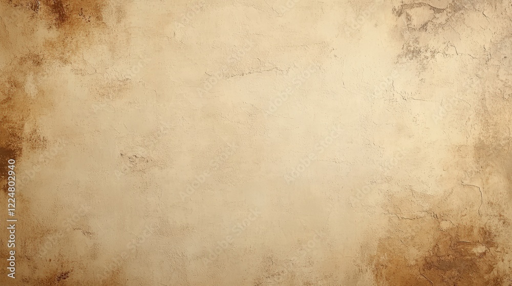 Fototapeta premium Vintage texture background resembling cardboard tones, featuring cream paper with old grunge retro rustic aesthetics for wall interiors. The surface appears like brown concrete mock parchment