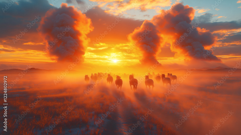 Obraz premium Wild Horses at Twilight