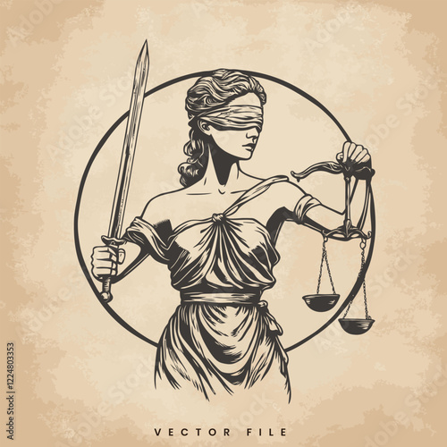 Lady Justice Holding a Sword and Scales in Her Hands