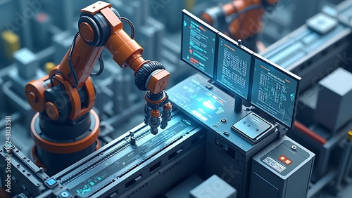 futuristic robotic arm factory automation 4.0