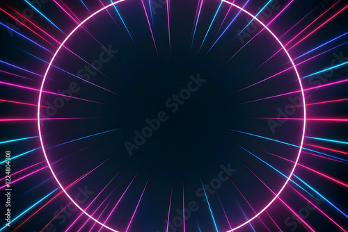 Neon Circle and Light Strea...