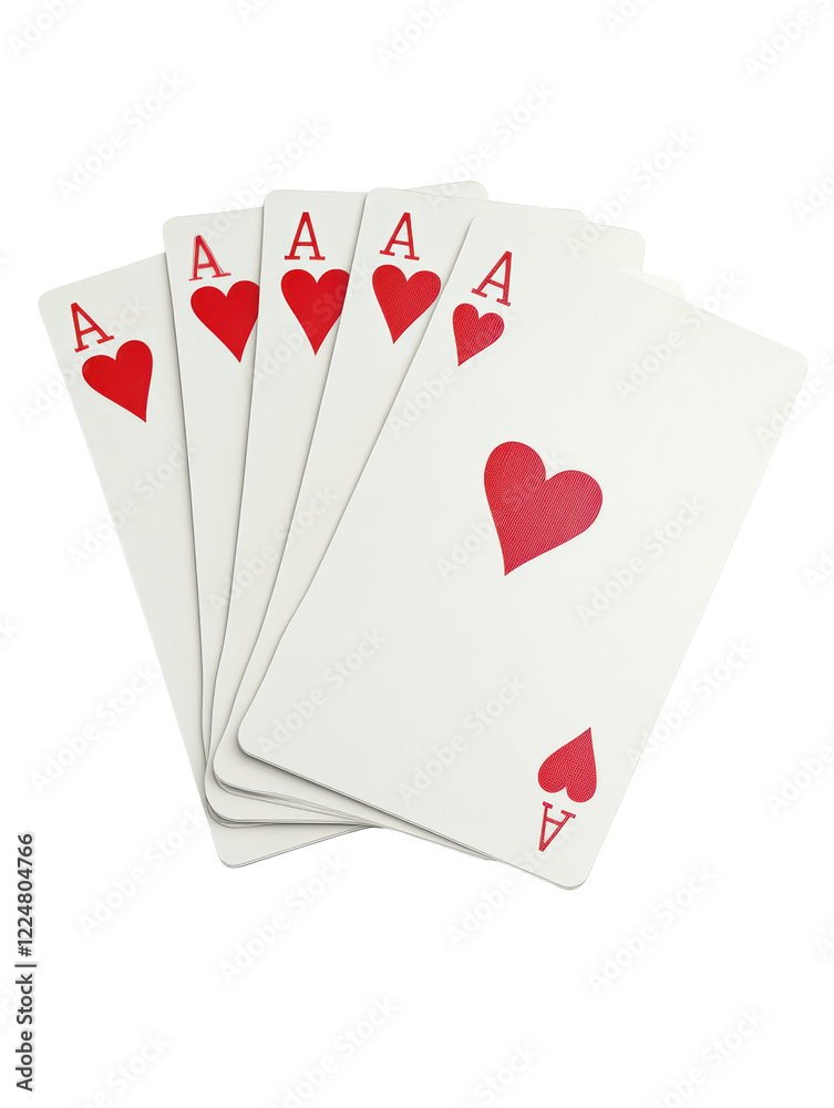 Fototapeta premium Isolated Four Aces of Hearts Playing Cards