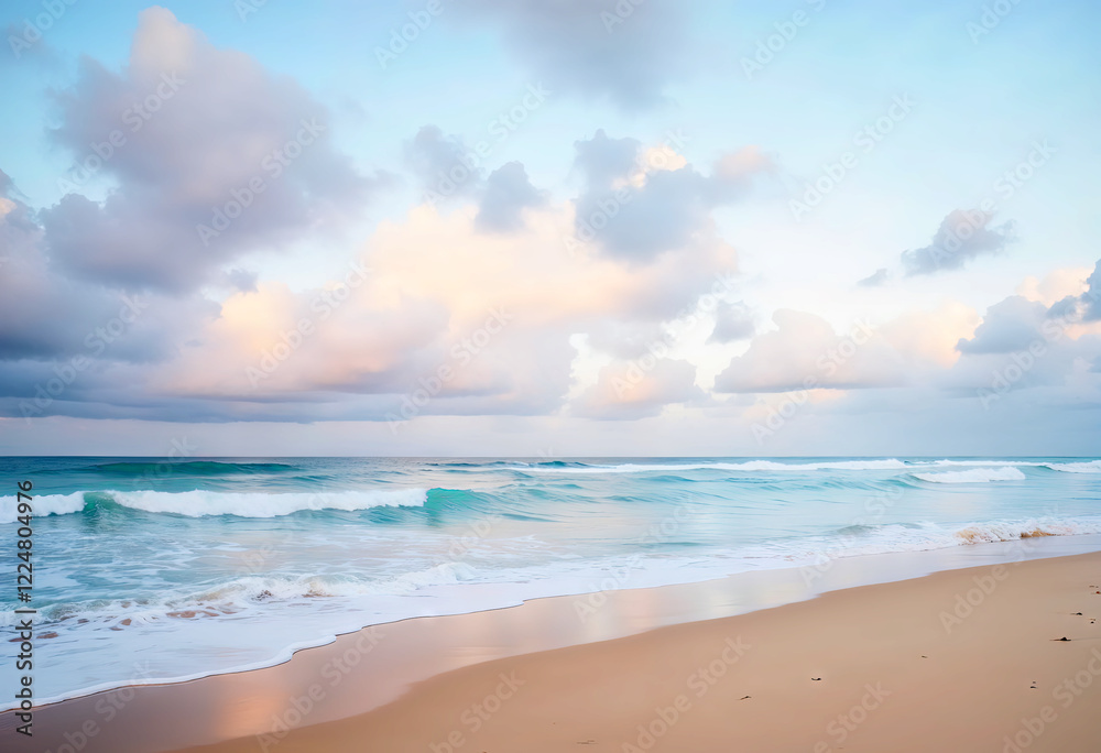 Calm seascape with pink sunset clouds Calm seascape with pink sunset clouds