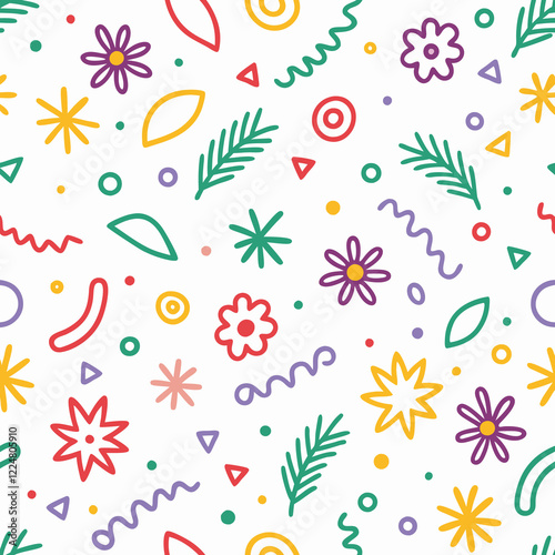 Colorful floral and geometric seamless pattern. (14)