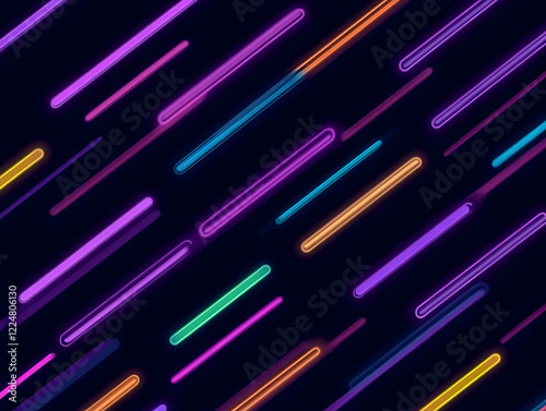 Vivid Neon Lights Streaking...