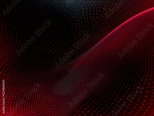 Abstract Red Grid Wave Flow...