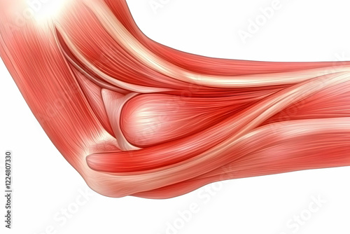 Detailed Illustration Shows Elbow Joint Muscles and Tendons Flexed Realistically photo