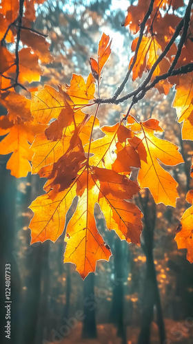 Backlit Autumn Leaves Glow ...