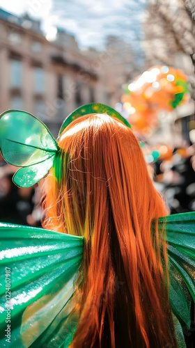 Redhead Woman Wears Green F...