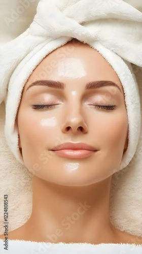Woman relaxes with a facial...