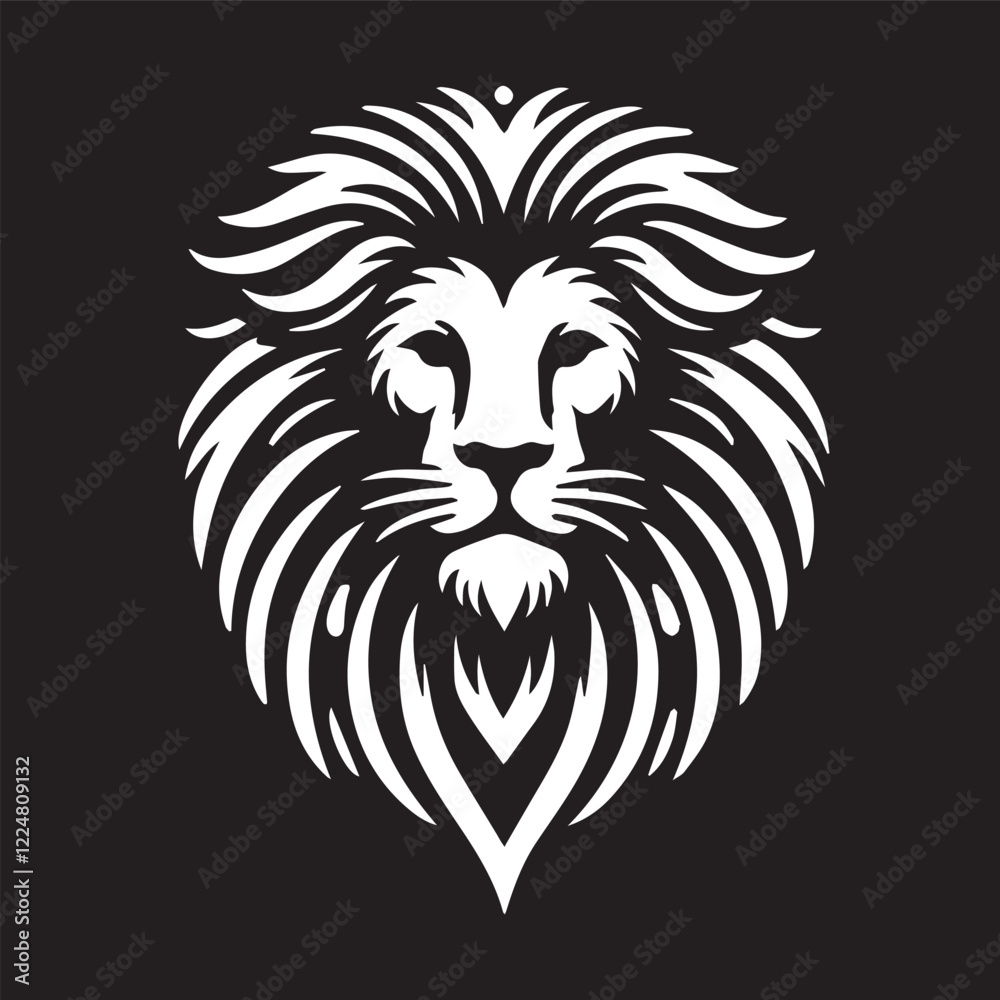 Obraz premium black and white Vector illustration of a lion head icon