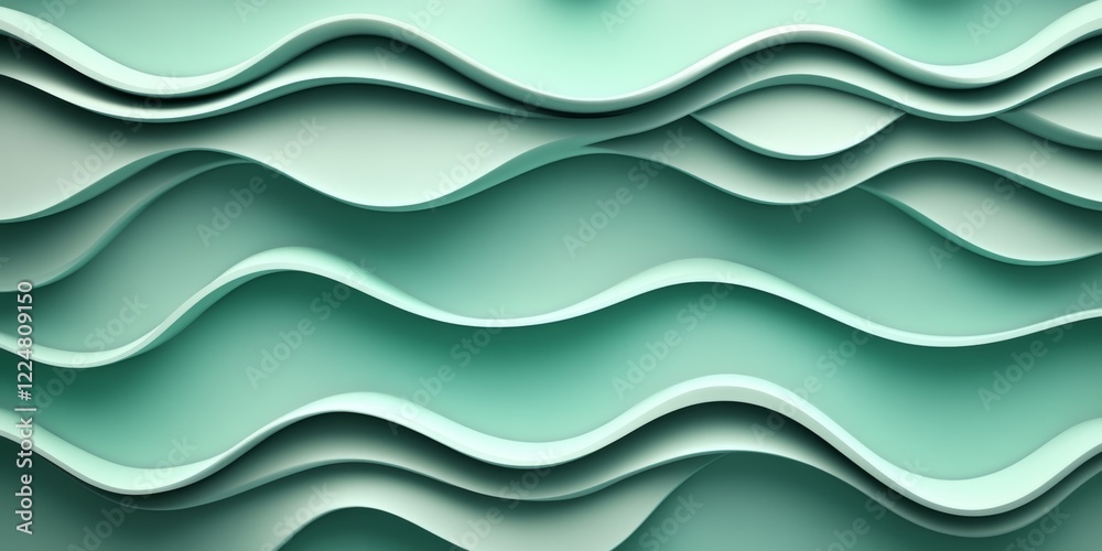 Seamless 3D Wave Pattern, Elegant Light Celery Background, Minimalist Gradient Celery Green Design. Seamless 3D Wave Pattern, Elegant Light Celery Background, Minimalist Gradient Celery Green Design.