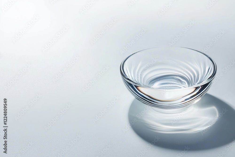 Elegant Transparent Glass Bowl with Layered Textures on White Background Elegant Transparent Glass Bowl with Layered Textures on White Background