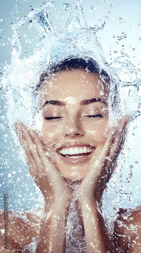 Woman enjoys refreshing wat...