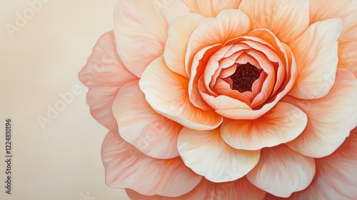 Peach Ranunculus Blossom Close Up