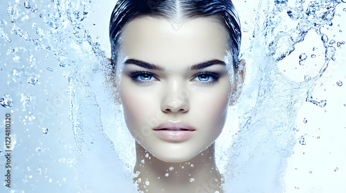 Woman with Fresh Face Splas...