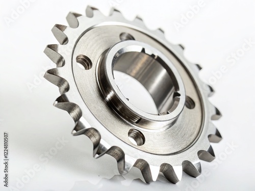 Minimalist Sprocket: Clean Metal Gear Detail Stock Photo