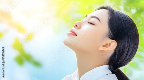 Woman enjoys fresh air with...